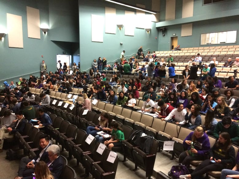 Roughly 300 people attended a gun-violence forum at at John F. Kennedy High School in Sacramento on March 9, 2018, where some voiced fears about school shootings, and many supported restrictions on assault weapons.